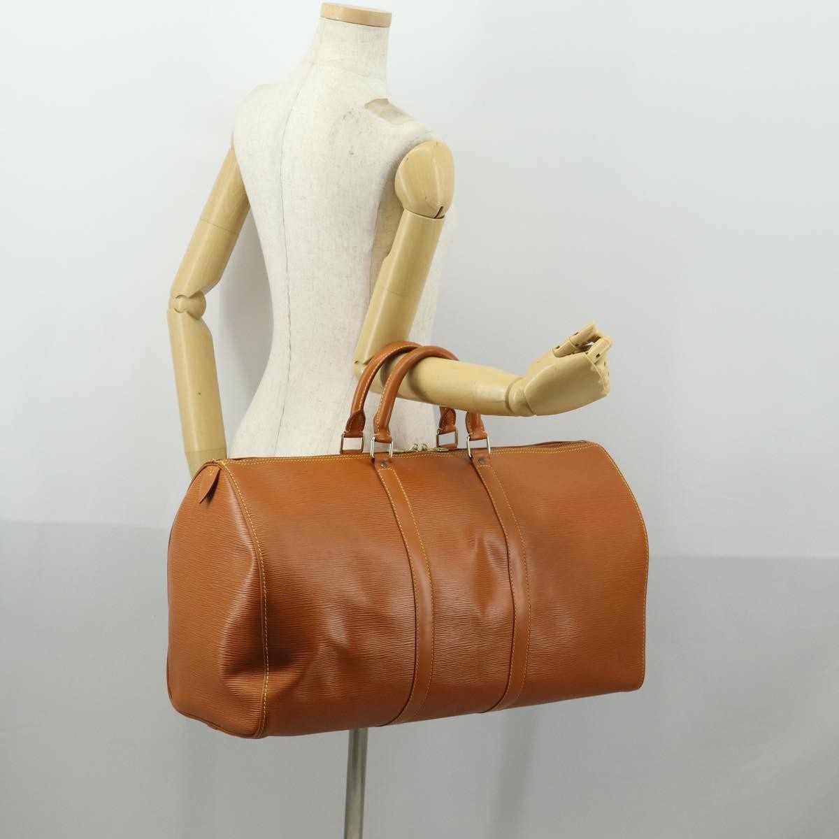 Louis Vuitton Keepall Bag Epi Leather, BROWN, LEATHER, Travel bag