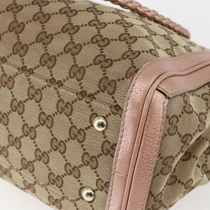 Gucci Bella Tote GG Canvas with Leather, BEIGE, CANVAS, Tote bag