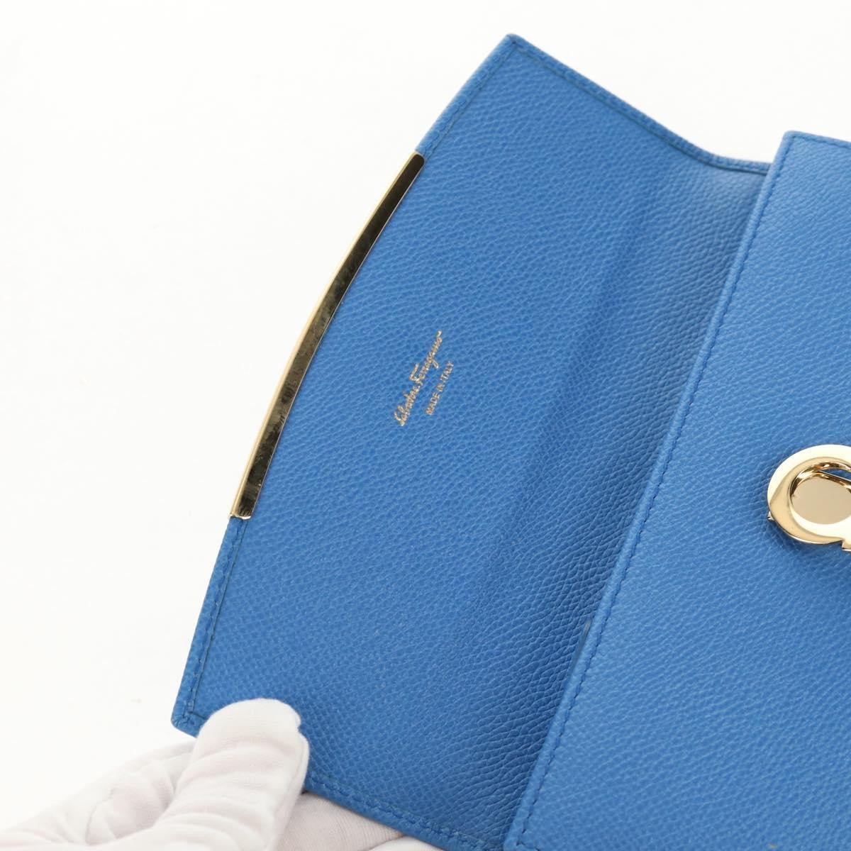 Salvatore Ferragamo Gancini Flap Continental Wallet Leather, Blue, Leather, Wallet