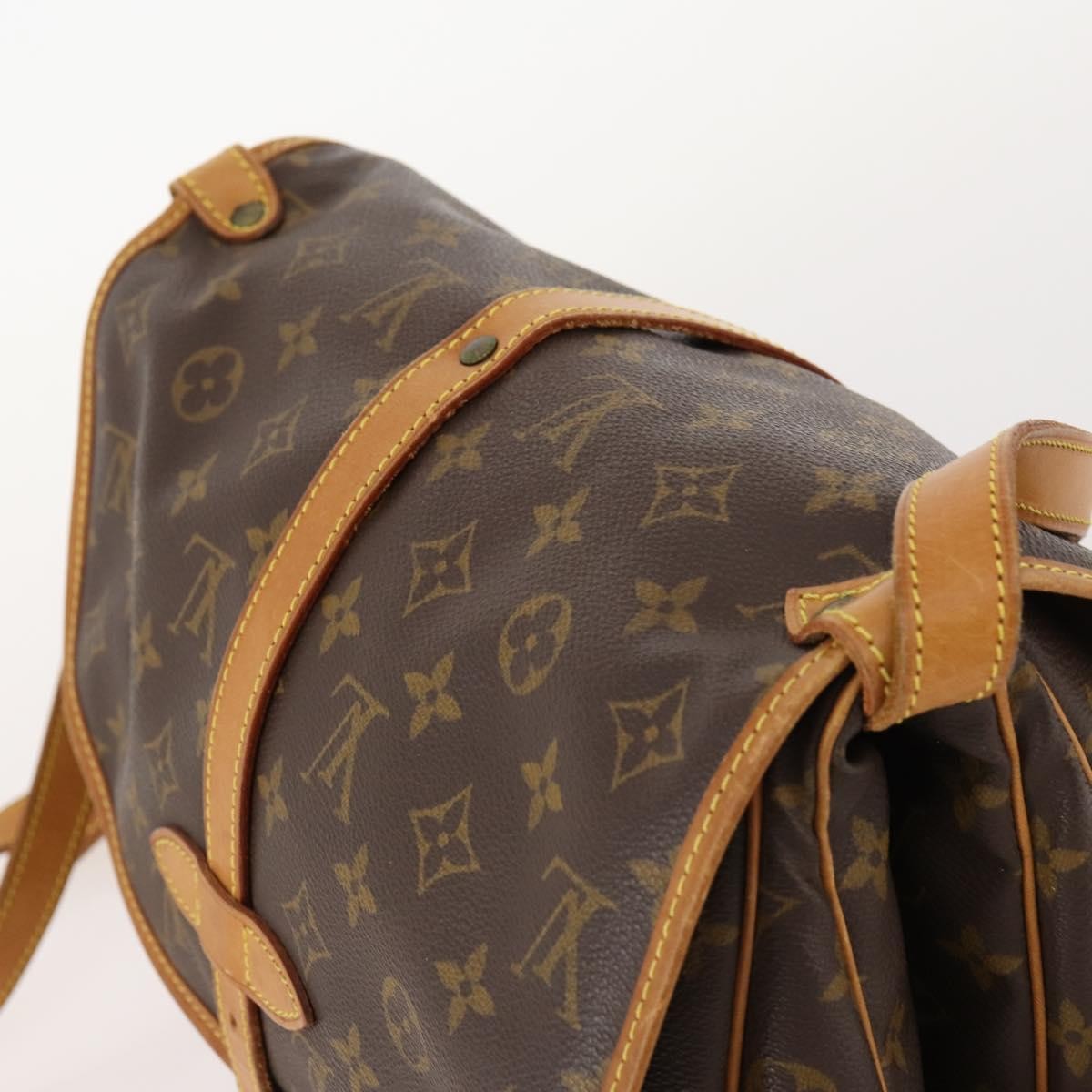 Louis Vuitton Saumur Handbag Monogram Canvas, Brown, Canvas, Shoulder Bag