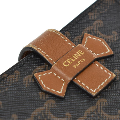 Celine Strap wallet Triomphe coated canvas, BROWN, CANVAS, Wallets