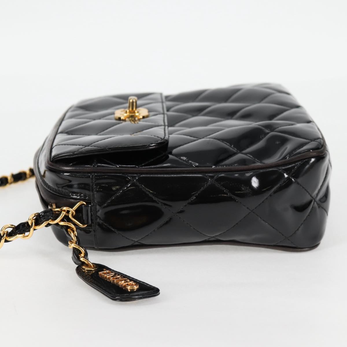 Chanel Vintage Square Front Pocket Camera Bag Quilted Patent, BLACK, PATENT_LEATHER, Crossbody bag