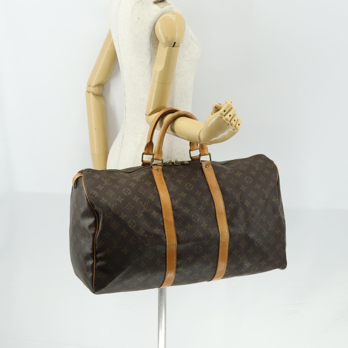 Louis Vuitton Keepall Bag Monogram Canvas, BROWN, CANVAS, Travel bag