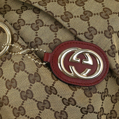 Gucci Sukey Tote GG Canvas with Leather, BROWN, CANVAS, Tote bag