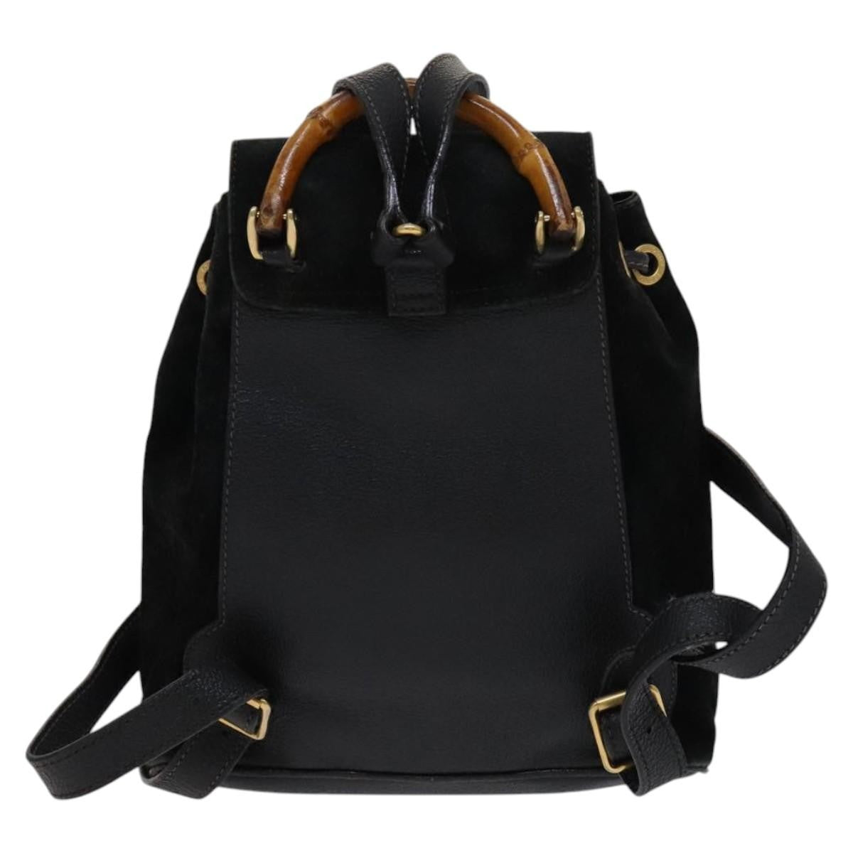 Gucci Gucci bamboo backpack daim, Black, Suede, Backpack