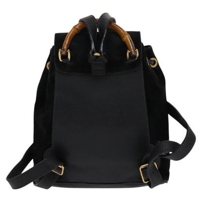 Gucci Gucci bamboo backpack daim, Black, Suede, Backpack