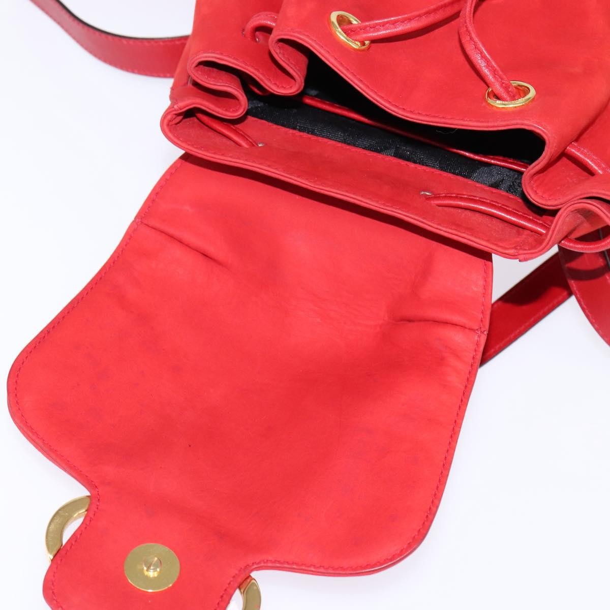 Salvatore Ferragamo Gancini Flap Drawstring Backpack Leather, RED, LEATHER, Backpack