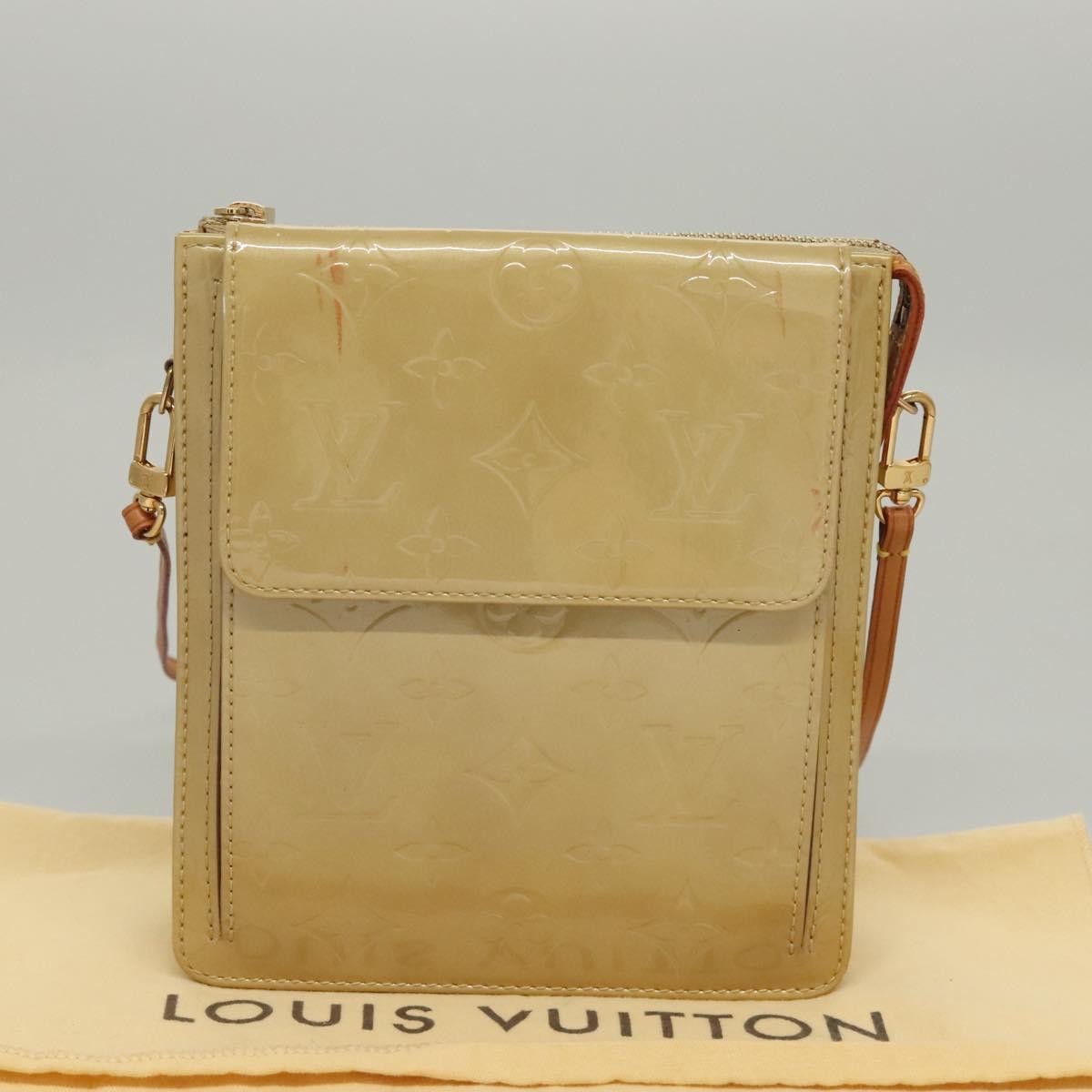 Louis Vuitton Mott Handbag Monogram Vernis, Beige, Patent Leather, Clutch