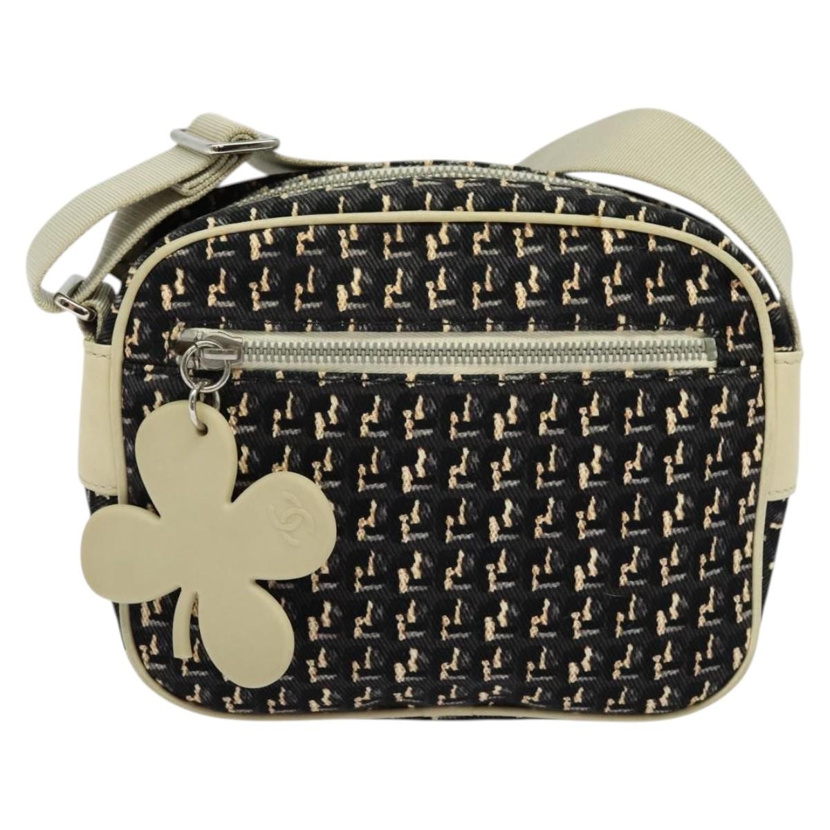 Chanel Vintage Clover Camera Bag Printed Canvas, BLACK, CANVAS, Crossbody bag
