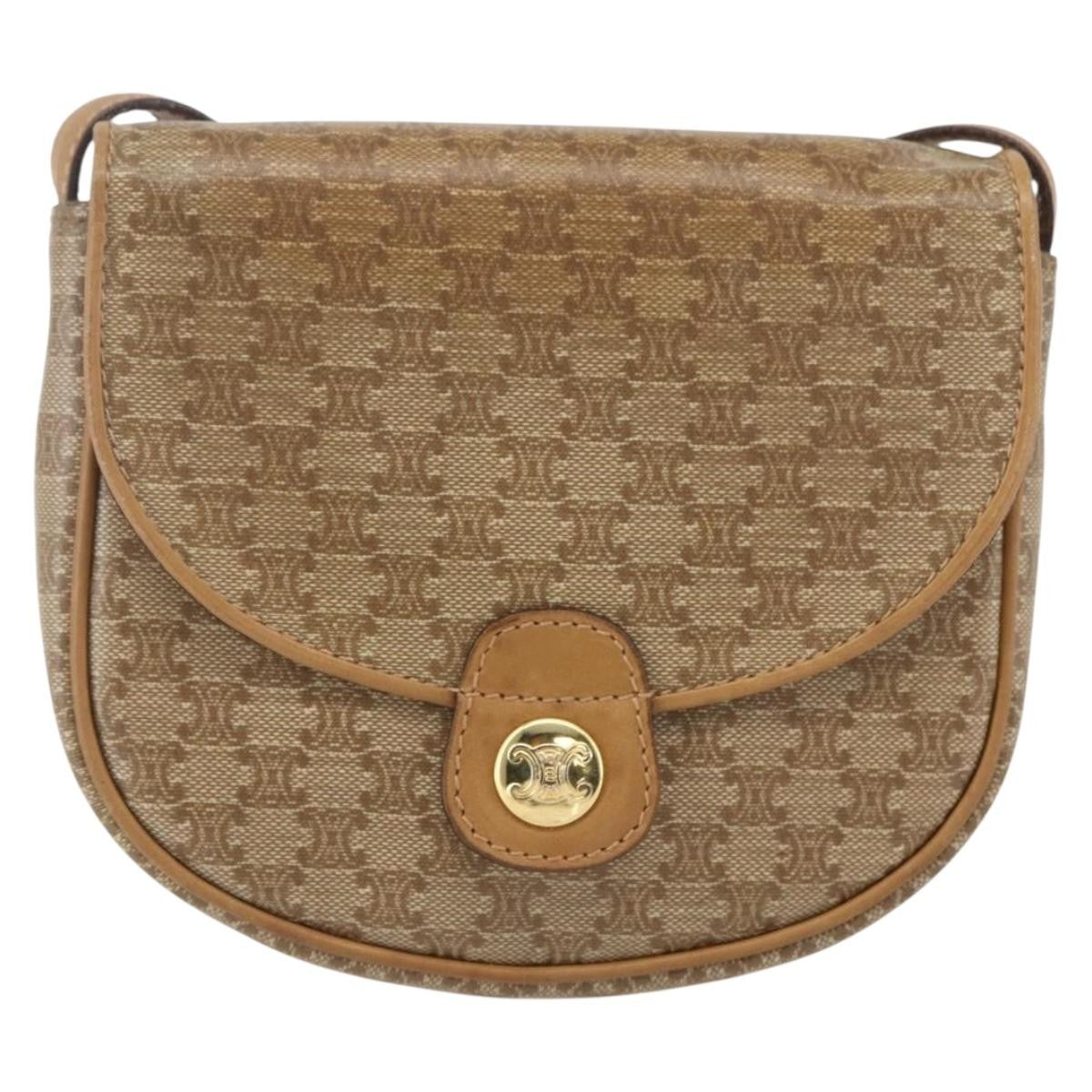 Celine Vintage Macadam Shoulder Bag Canvas, BEIGE, PVC, Shoulder bag