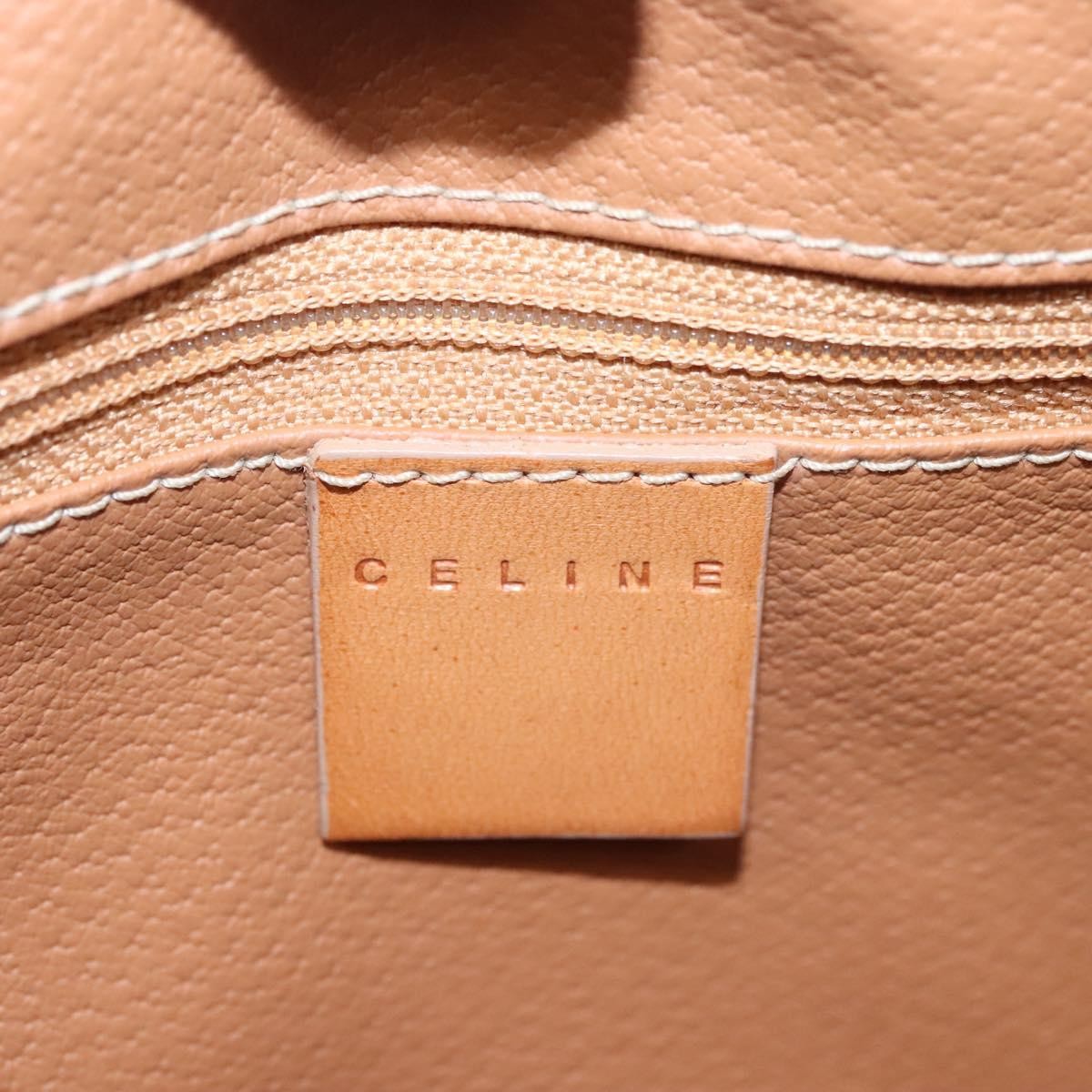 Celine Vintage Macadam Handbag Canvas and Leather, BEIGE, PVC, Handbag