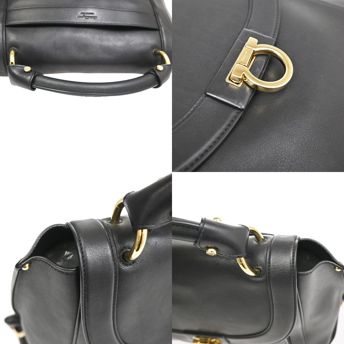 Salvatore Ferragamo Sofia Satchel Leather, BLACK, LEATHER, Handbag