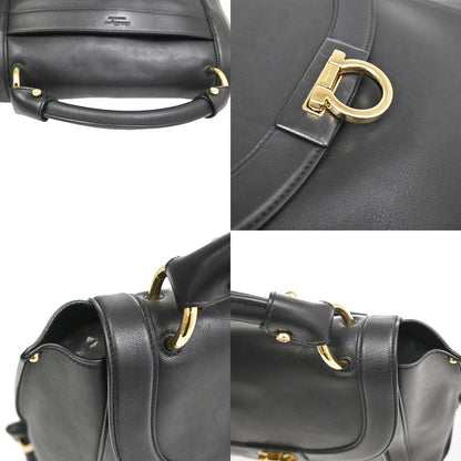 Salvatore Ferragamo Sofia Satchel Leather, BLACK, LEATHER, Handbag