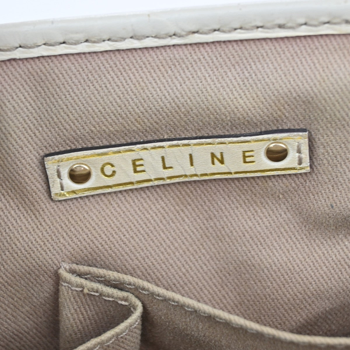 Celine Boogie Satchel Macadam, BEIGE, CANVAS, Tote bag