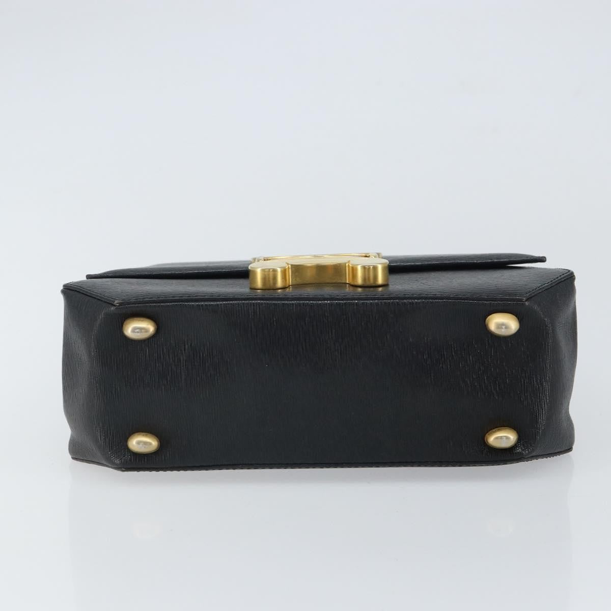 Celine Vintage Triomphe Flap Bag Leather, BLACK, LEATHER, Handbag