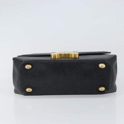 Celine Vintage Triomphe Flap Bag Leather, BLACK, LEATHER, Handbag