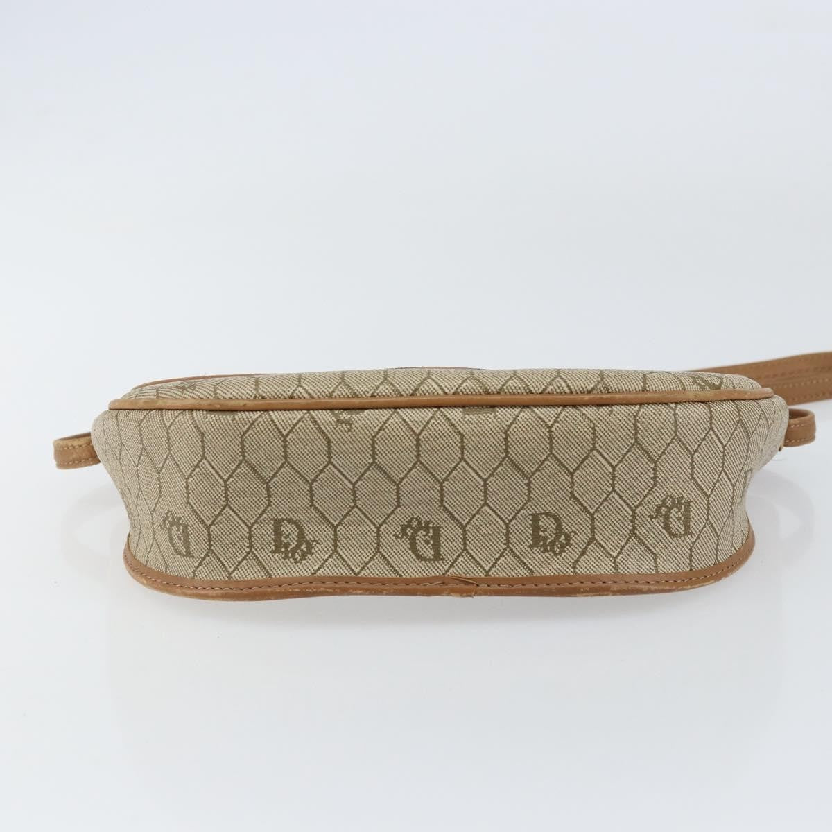 Christian Dior Vintage Honeycomb Shoulder Bag Canvas and Leather, BEIGE, CANVAS, Shoulder bag