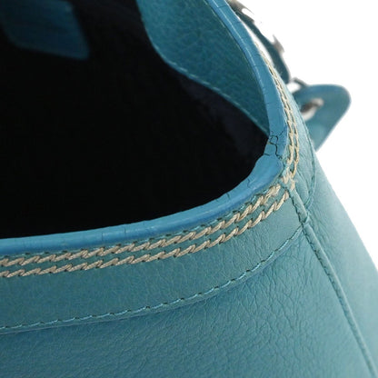 Christian Dior Vintage Tote Leather, TURQUOISE, LEATHER, Tote bag