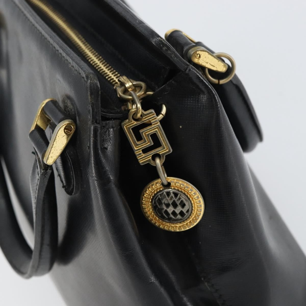 Versace Vintage Handbag Leather, BLACK, LEATHER, Handbag