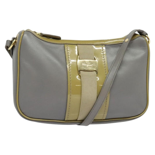 Salvatore Ferragamo Vala Shoulder Bag Leather, GRAY, LEATHER, Shoulder bag