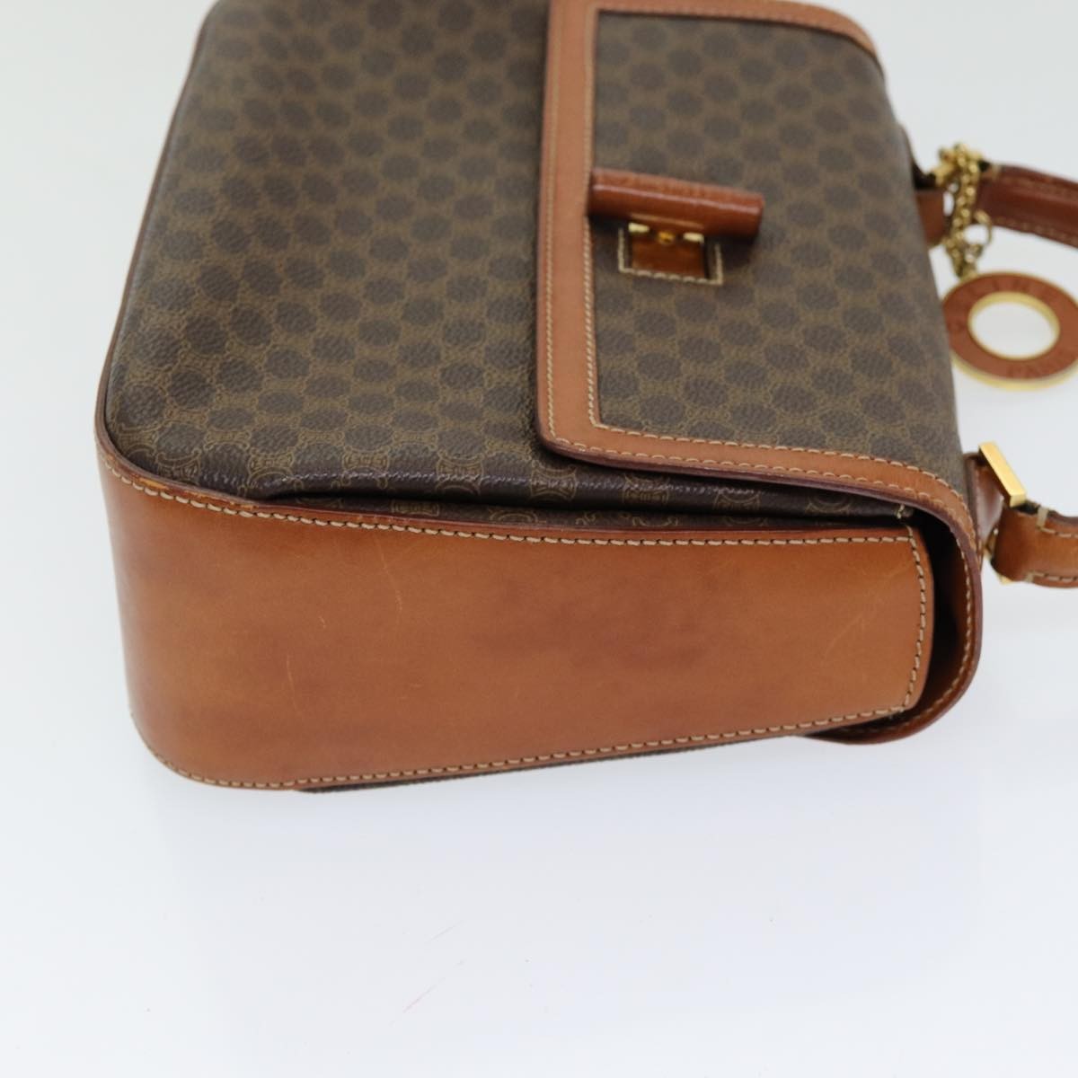 Celine Vintage Convertible Top Handle Bag Macadam Coated Canvas, BROWN, CANVAS, Handbag
