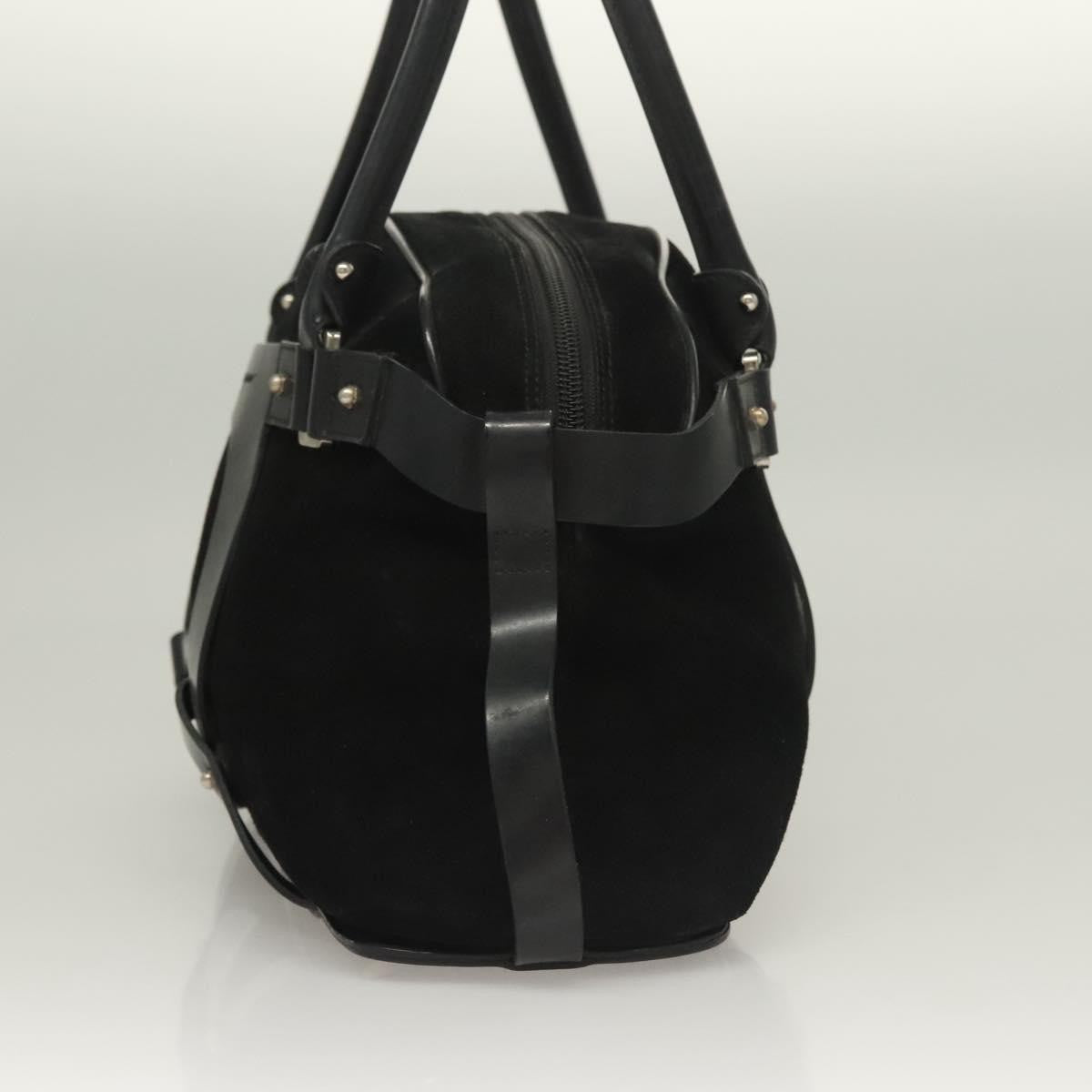 Salvatore Ferragamo Gancini handbag Suede, BLACK, SUEDE, Handbag