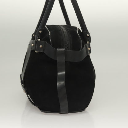 Salvatore Ferragamo Gancini handbag Suede, BLACK, SUEDE, Handbag