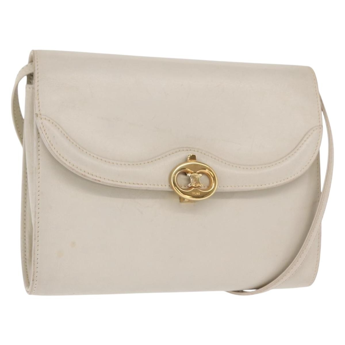 Celine Vintage Shoulder Bag Leather, ECRU, LEATHER, Shoulder bag