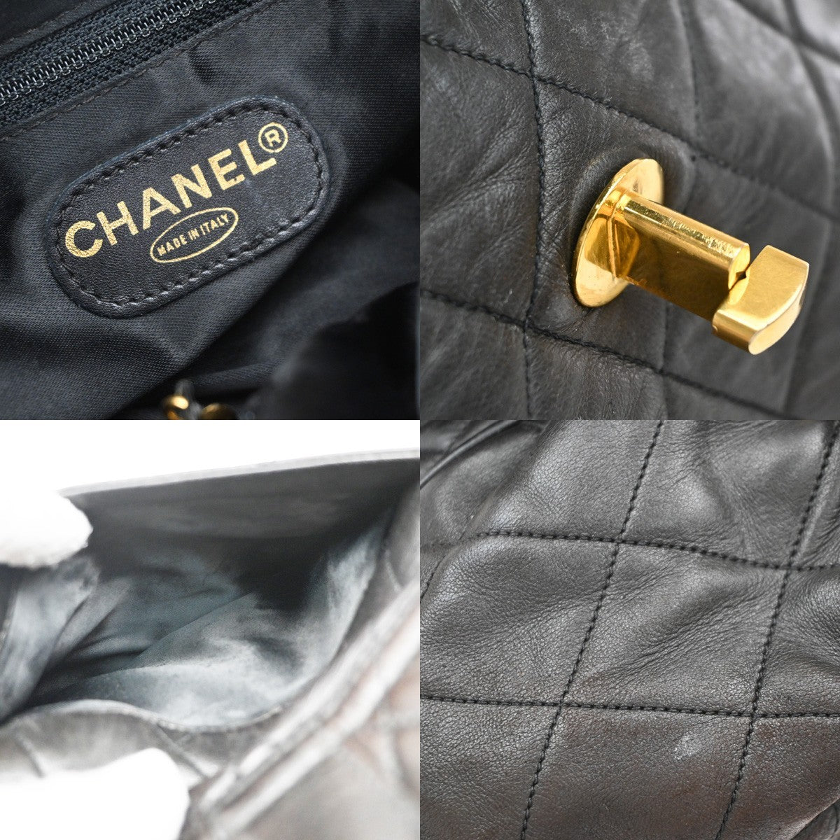 Chanel Vintage CC Flap Backpack Quilted Lambskin, BROWN, LEATHER, Backpack