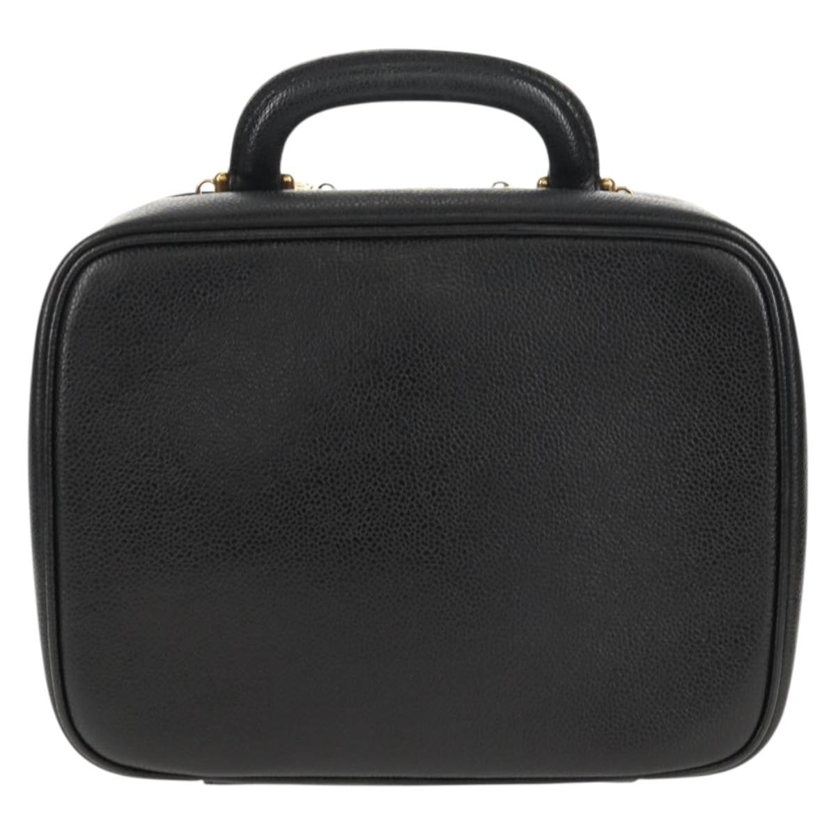 Chanel Vintage Timeless Zip Around Vanity Case Caviar, Black, Leather, Clutch