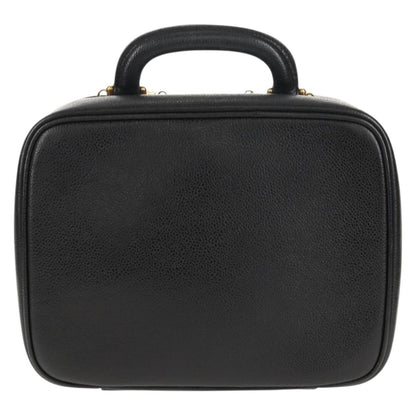Chanel Vintage Timeless Zip Around Vanity Case Caviar, Black, Leather, Clutch