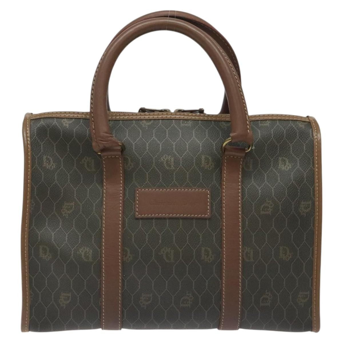 Christian Dior Vintage Honeycomb Handbag Canvas Leather, BLACK, CANVAS, Handbag