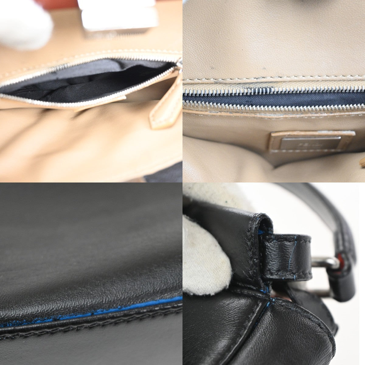 Fendi FENDI Peekaboo logo cuir leather, BLACK, LEATHER, Handbag