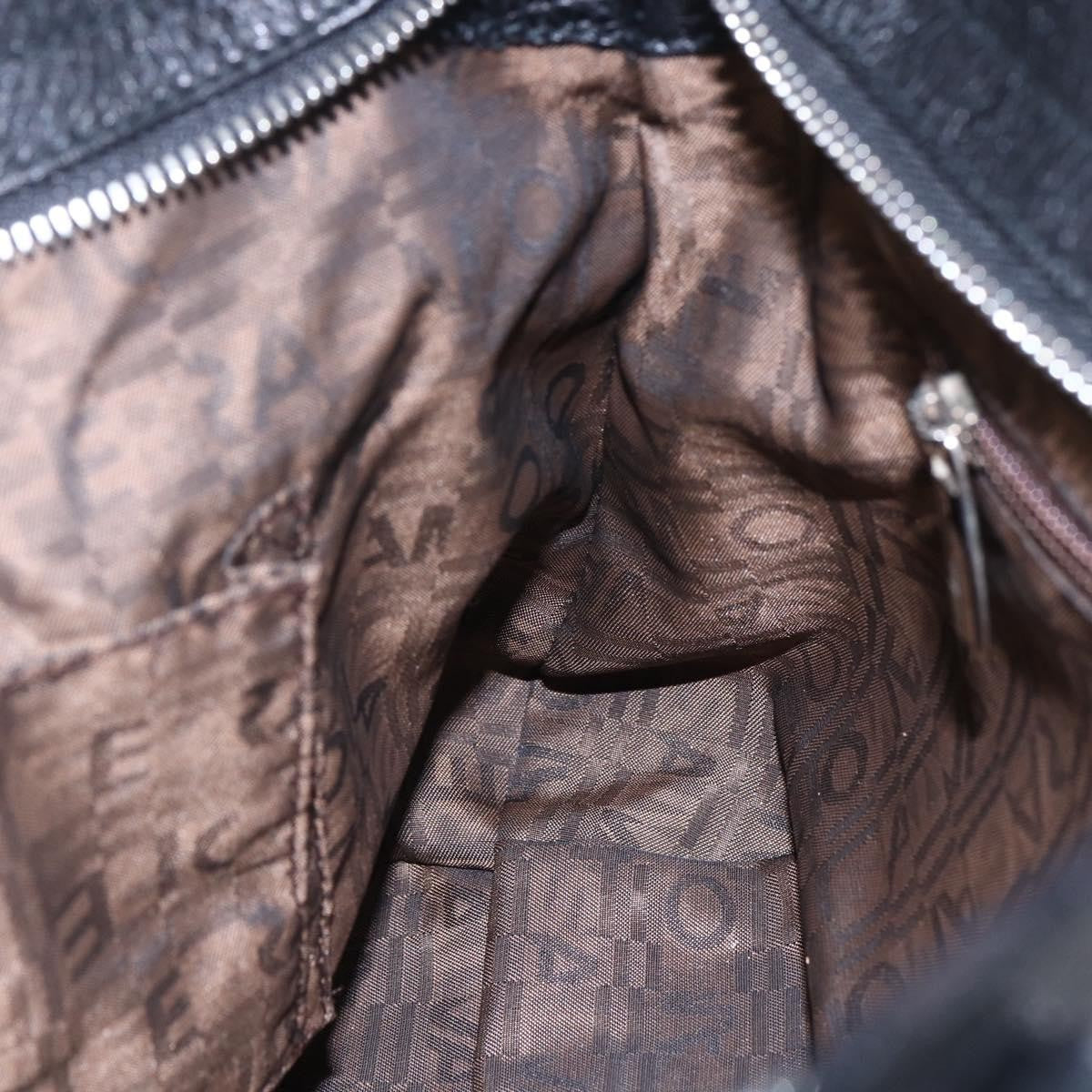 Salvatore Ferragamo Gancini Tote Leather, BLACK, LEATHER, Tote bag