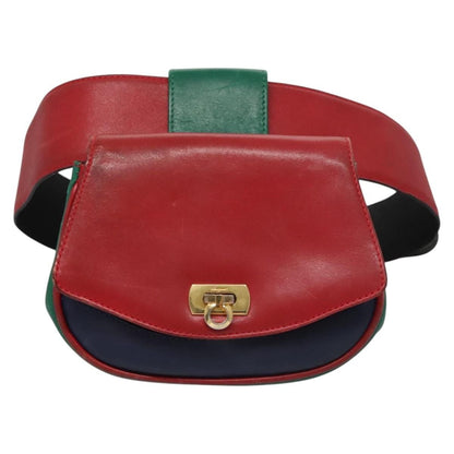 Salvatore Ferragamo Gancini waist bag Leather, RED, LEATHER, Clutche & pouche