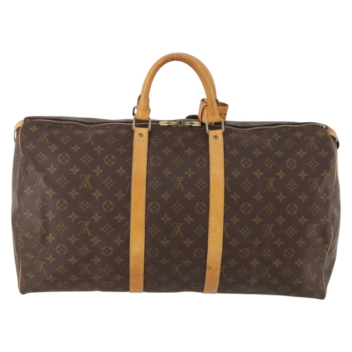 Louis Vuitton Keepall Bag Monogram Canvas, BROWN, CANVAS, Travel bag