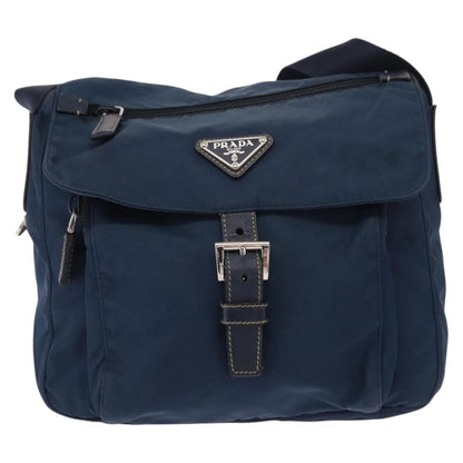 Prada Buckle Messenger Bag Tessuto, NAVY, NYLON, Shoulder bag