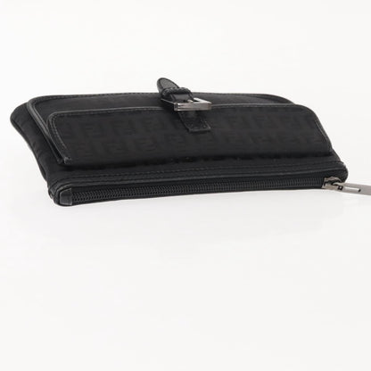 Fendi FF Logo Pouch Canvas, BLACK, CANVAS, Clutche & pouche