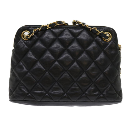 Chanel Chain Shoulder Bag Matelasse, BLACK, LEATHER, Shoulder bag