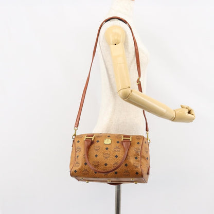 MCM Visetos Handbag Canvas and Leather, BROWN, CANVAS, Handbag