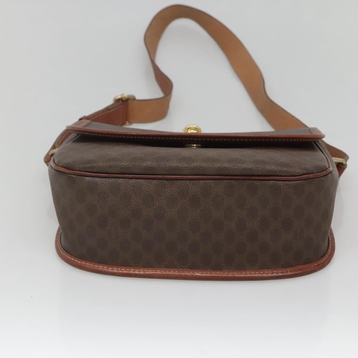 Celine Vintage Macadam Shoulder Bag Canvas and Leather, Brown, Canvas, Shoulder Bag