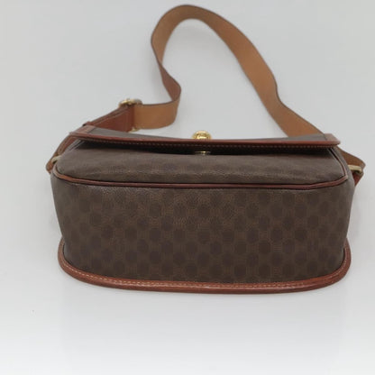 Celine Vintage Macadam Shoulder Bag Canvas and Leather, Brown, Canvas, Shoulder Bag