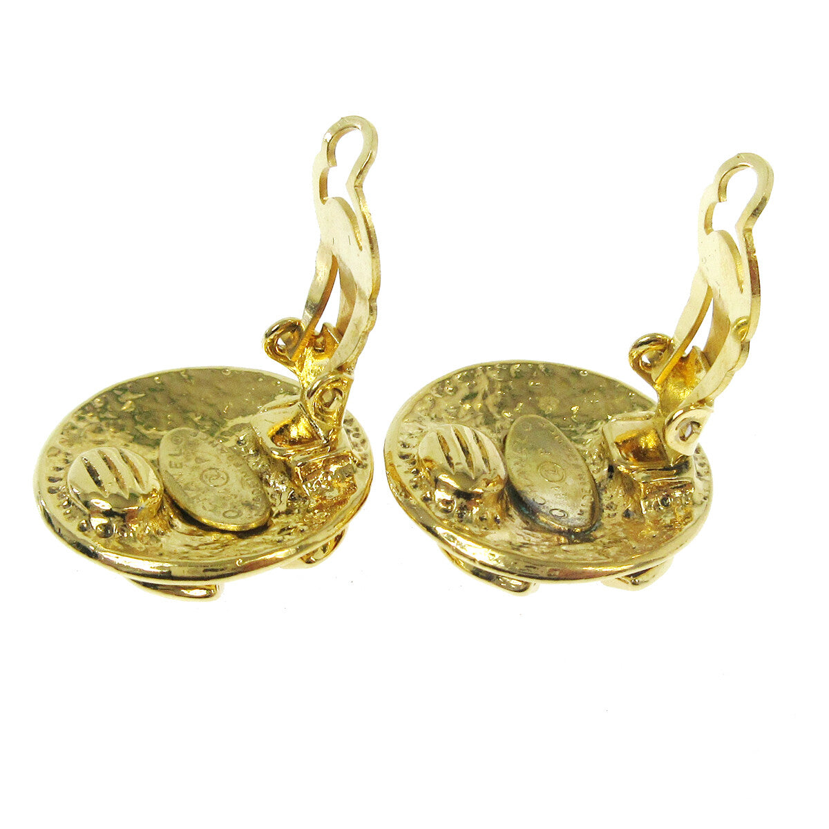 Chanel Vintage CC Round Clip-On Earrings Metal, GOLD, GOLD_PLATED, Earrings