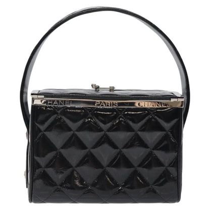 Chanel Vintage Metal Box Bag Quilted patent, Black, Patent Leather, Handbag