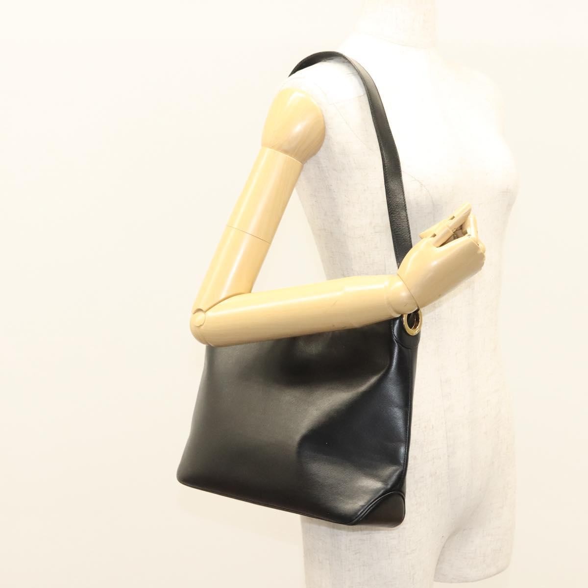 Salvatore Ferragamo Gancini Shoulder Bag Leather, BLACK, LEATHER, Shoulder bag