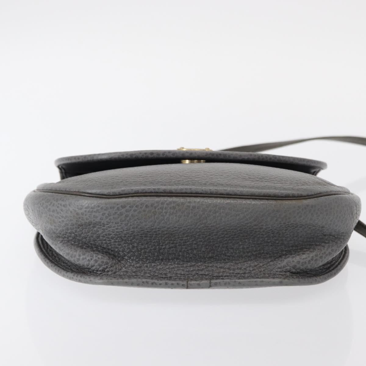 Christian Dior Vintage CD Logo Shoulder Bag Leather, GRAY, LEATHER, Shoulder bag