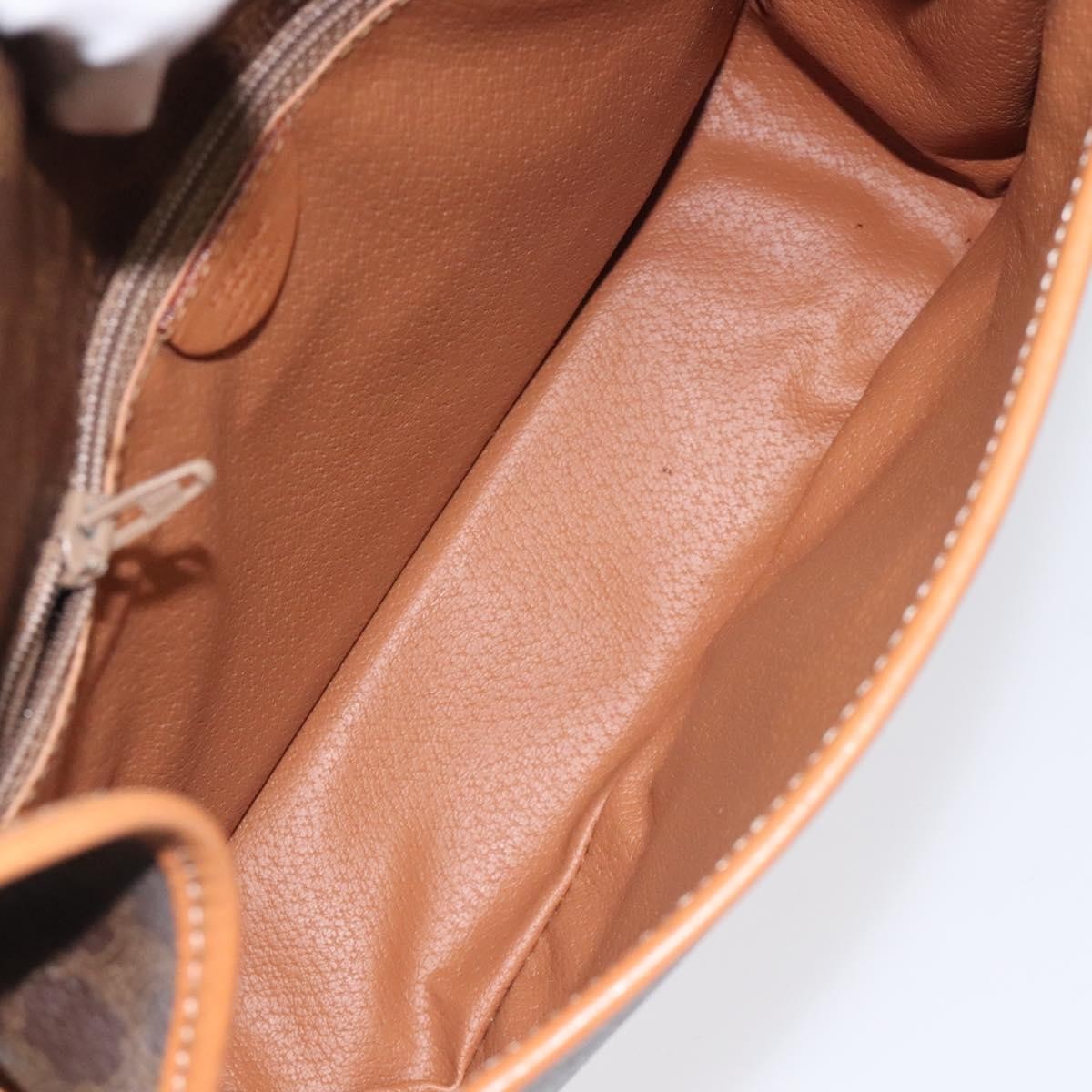 Celine Vintage Macadam Circle Logo Shoulder Bag Canvas and Leather, Brown, Canvas, Shoulder Bag