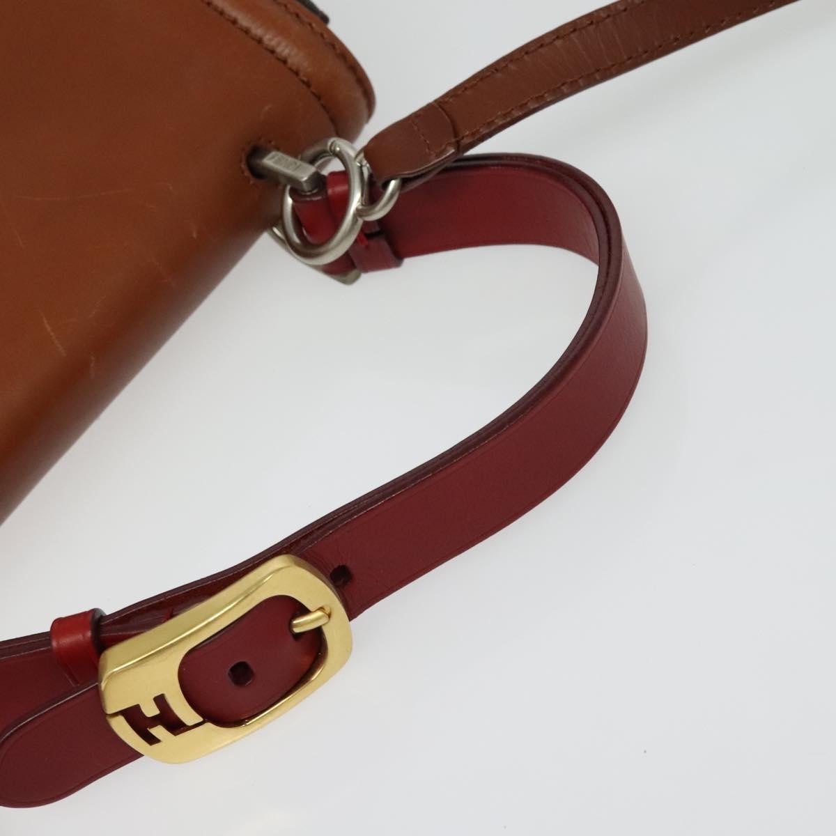 Fendi Silvana Bag Leather with Pequin Canvas, BROWN, LEATHER, Shoulder bag