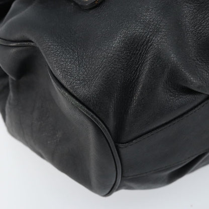 Salvatore Ferragamo Gancini handbag Leather, BLACK, LEATHER, Handbag