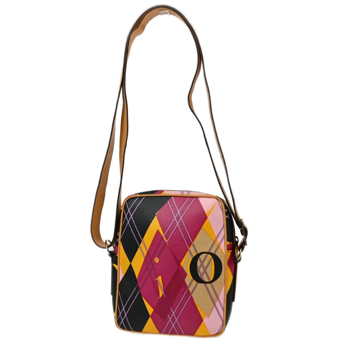 Christian Dior Argyle Check Shoulder Bag Canvas with Leather, MULTICOLOUR, CANVAS, Shoulder bag